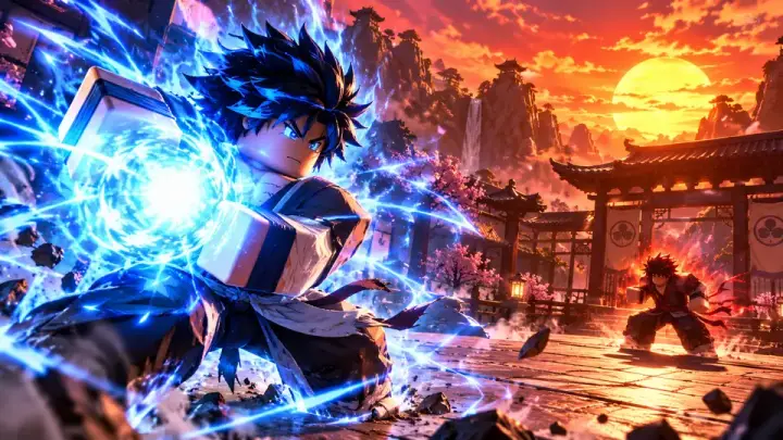 YouTube thumbnail: anime fighter charging a glowing blue aura