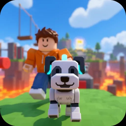 square icon of the white robot dog close up with the avatar behind it