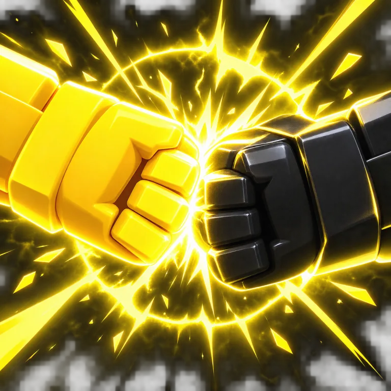 Roblox game icon idea: Two fists clashing in a yellow shockwave