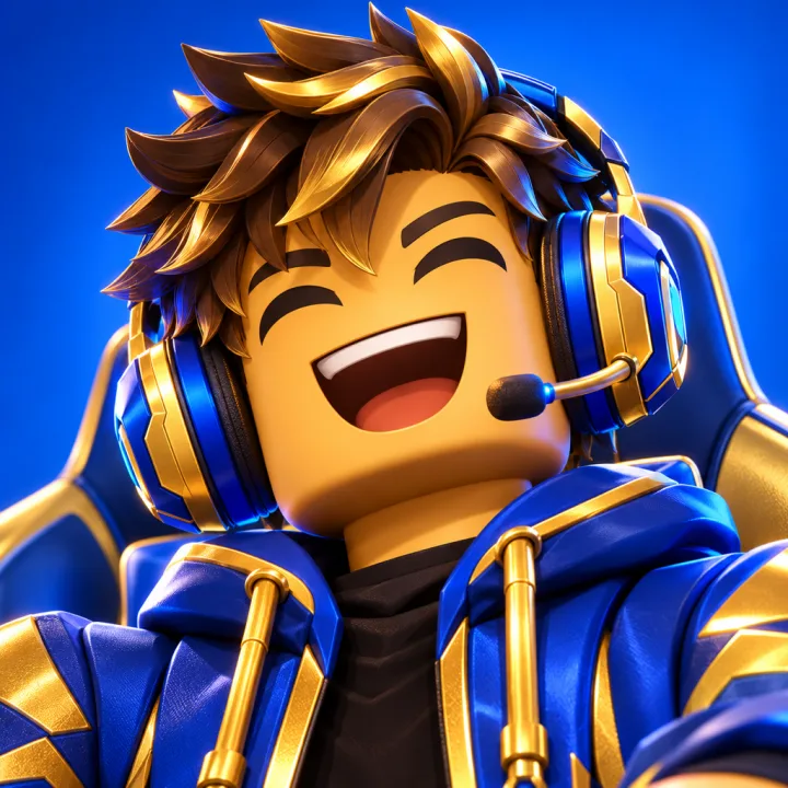 laughing avatar in a gaming headset sitting in a gaming chair