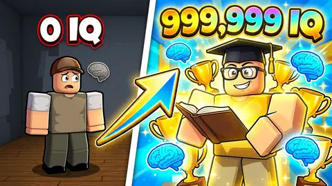 0 IQ to 999,999 IQ, graduate surrounded by trophies