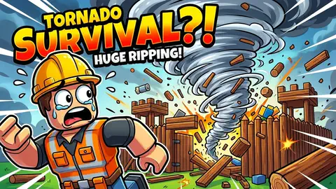 tornado survival, builder screaming as the fort rips apart
