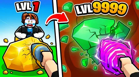 level 1 vs level 9999 mining simulator, giant emerald